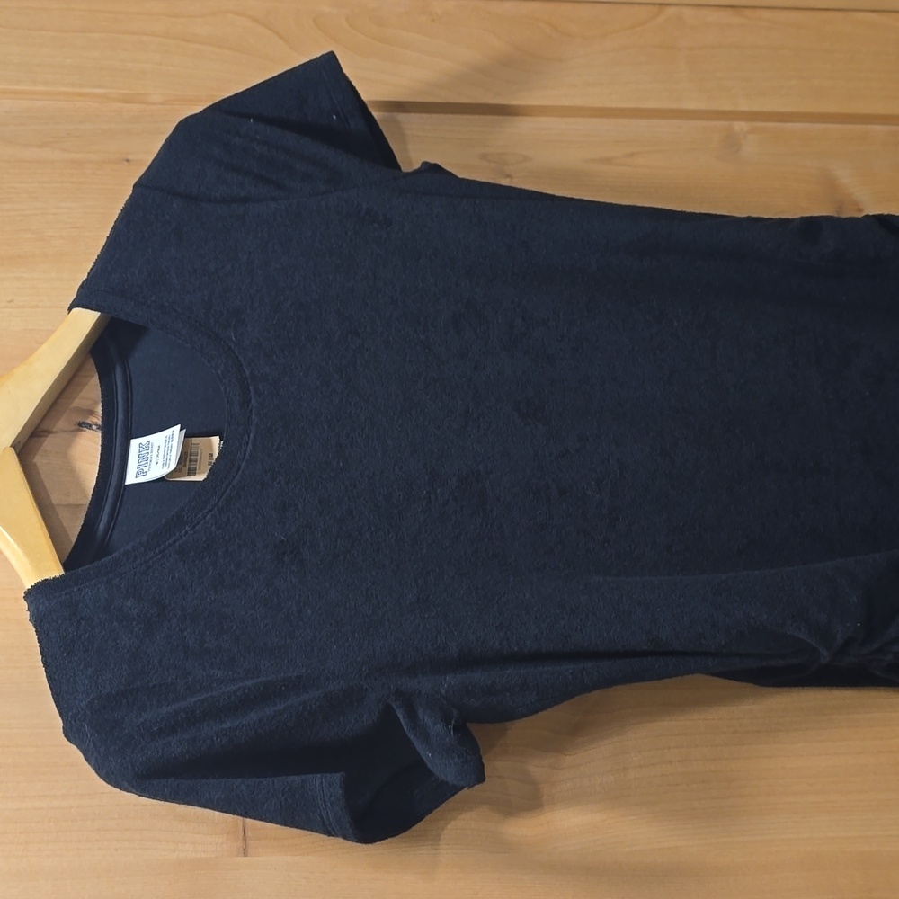 VS Black Terry Ruched Sides Short Sleeves Sz M NWT - Picture 6 of 12